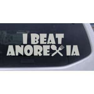 Silver 34in X 10.6in    I Beat Anorexia Funny Car Window Wall Laptop 