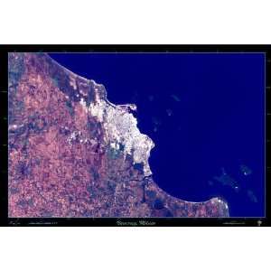  Veracruz, Mexico Satellite print/map: 36x24 Glossy Print 
