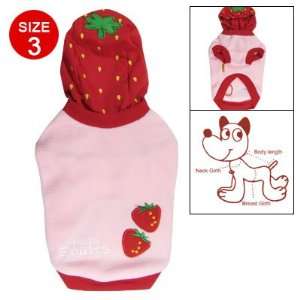  Como Size 3 Red Strawberry Printed Pullover Hoodie Dog 