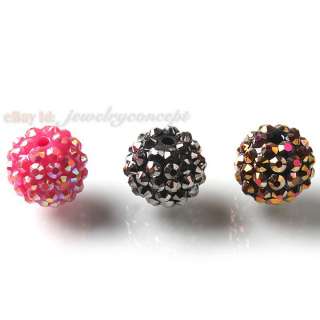   Wholesale Assorted Resin Rhinestone AB Ball Spacer Beads 16mm  