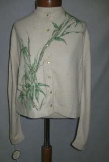 1950s Burdines Cashmere? Hand Painted Sweater LG  