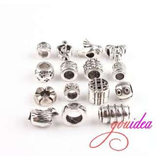 30 Mixed Style & Shape Silver Tone Spacer Beads 151624  