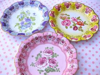 SHABBY VINTAGE CHIC FLORAL UTTERLY SCRUMPTIOUS TEA CAKE PLATES 