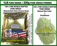 200g INDIGO +1lb HENNA POWDER NATURAL BLACK HAIR COLOR  