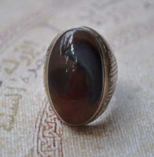 Vintage Middle Eastern Agate sterling Silver Ring Yemen  