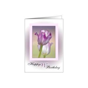  91st Birthday ~ Pink Ribbon Tulips Card Toys & Games
