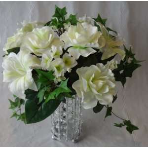  14 Gardenia/ Lily/Mini Ivy Wedding Bouquet Cream/Green 