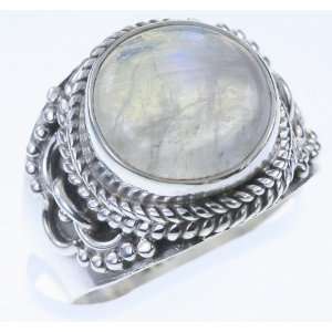   925 Sterling Silver RAINBOW MOONSTONE Ring, Size 7.5, 6.93g: Jewelry