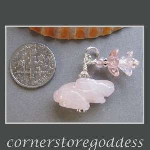 Cornerstoregoddess Rose Quartz Bunny Year of the Rabbit Charm Pendant