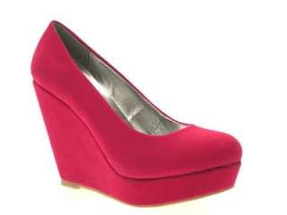 WOMENS WEDGE HEEL FULL TOE COURT PLATFORM LADIES WEDGES FAUX SUEDE 