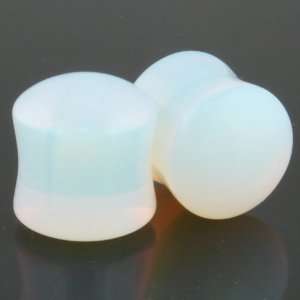  Pair of Opalite Stone Double Flared Domed/Flat Plugs 9/16 