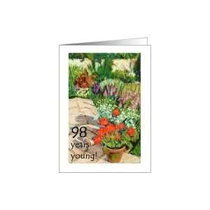  98th Birthday Card   Red Geraniums Card: Toys & Games
