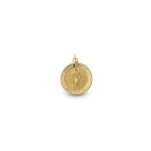   ZALES 14K Gold Engraved Saint Florian Medal Pendant lockets: Jewelry