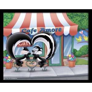  Pepe Le Pew and Penelope at the Cafe, 16 x 20 Framed 