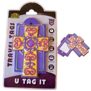    Purple & Yellow   Cross Luggage Tag Case Pack 12: Home & Kitchen