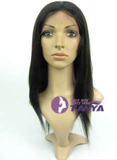   Front Wig 14 Yaki Straight 1b 30# _100% Indian Remy Human Hair  