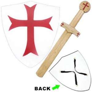  Wooden Knights Templar Short Sword & Shield Combo: Sports 