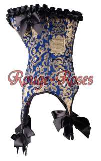 Sexy Blue Victorian Ribbon CORSET Bustier with Garters M g8008_br