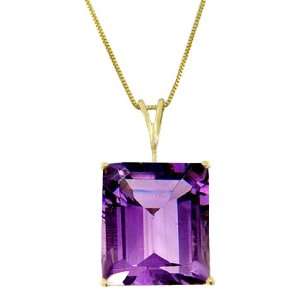  14k Gold Pendant Necklace with Genuine Princess Amethyst 
