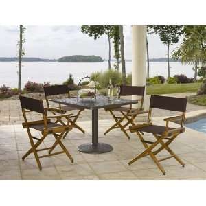   Casual Director Chairs Sling Patio Wood Dining Set: Home & Kitchen