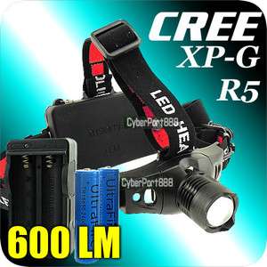 600 Lm CREE XPG R5 LED Headlamp Headlight Zoomable SET  