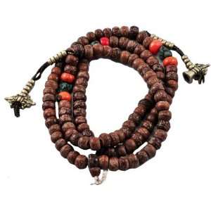  Bodhi Seed, Turquoise, and Coral Mala Arts, Crafts 