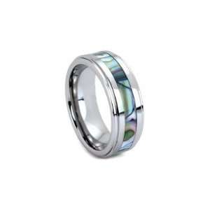   Carbide High Polish Ring Wedding Band with Abalone Inlay (10) Jewelry