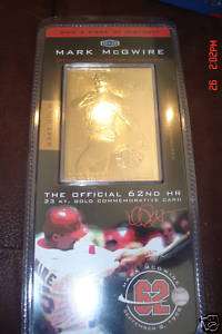Mark McGwires 62nd HR 23 KT. Gold Commemorative Card  