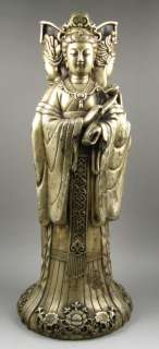 Old Chinese Silver Plated Bronze Xi Wangmu Statue  