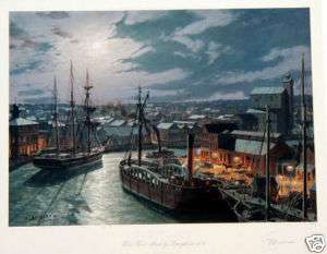 John Stobart   CLEVELAND. West River Street by Gaslight  