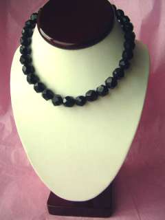 Antique Victorian WHITBY JET Bead Mourning Necklace  