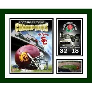 2007 USC Trojans NCAA Framed Photograph Rose Bowl Football Champs 