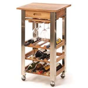 Kitchen Trolley Wine and Glassware Rolling Rack and Serving Table 