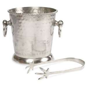 Accents de Ville Pewter Finish Ice Bucket with Tongs 