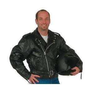  Genuine Buffalo Patched Leather Motorcycle Jacket   Xl 