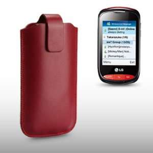  LG T310 WINK STYLE RED PU LEATHER POCKET POUCH COVER CASE 