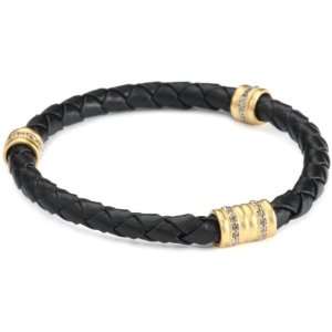   Novick Braided Leather Surf Club Black Bangle Bracelet Jewelry