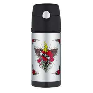   Travel Water Bottle Love Flaming Heart with Angel Wings: Everything