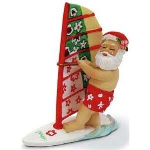    Hawaiian Christmas Ornament Windsurfing Santa 