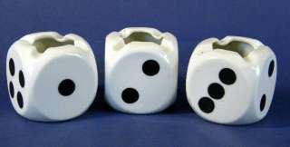 Vintage 1950s Glazed Ceramic Dice Ashtray Made Japan  