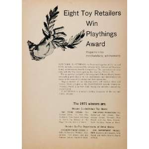   Ad Playthings Magazine Award Toy Stores Winners   Original Print Ad