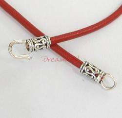 1X STERLING SILVER 2MM Leather CORD CAP HOOK EYE Clasp  