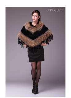   Raccoon Fur Shawl poncho stole shrug cape robe tippet wrap 2  