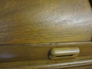 Antique Cylinder Roll Top Desk w Book Case Dark Oak WOW  