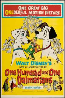 One Hundred and One Dalmatians 1961 Original U.S. One Sheet Movie 