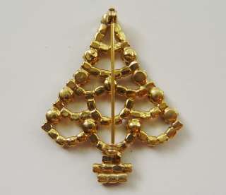 Gorgeous Open Back Vintage Christmas Tree Brooch Pin  