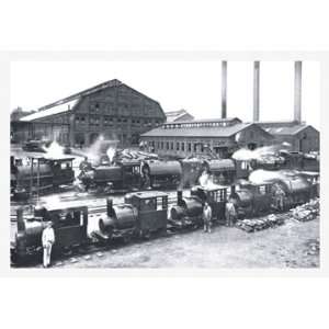  Trains Near Factories, Philadelphia, PA 24X36 Canvas 