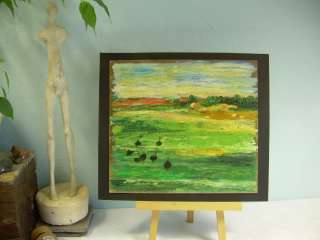 Peterson ORIGINAL ART oil painting LANDSCAPE open field WILD TURKEY 