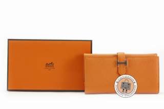 MPRS NEW HERMES GUSSET 10 CARD SLOT ORANGE GOAT WALLET PHW  