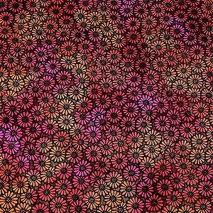 Woodrow Studio Cotton Fabric Packed Daisy Floral in Black on Gold 